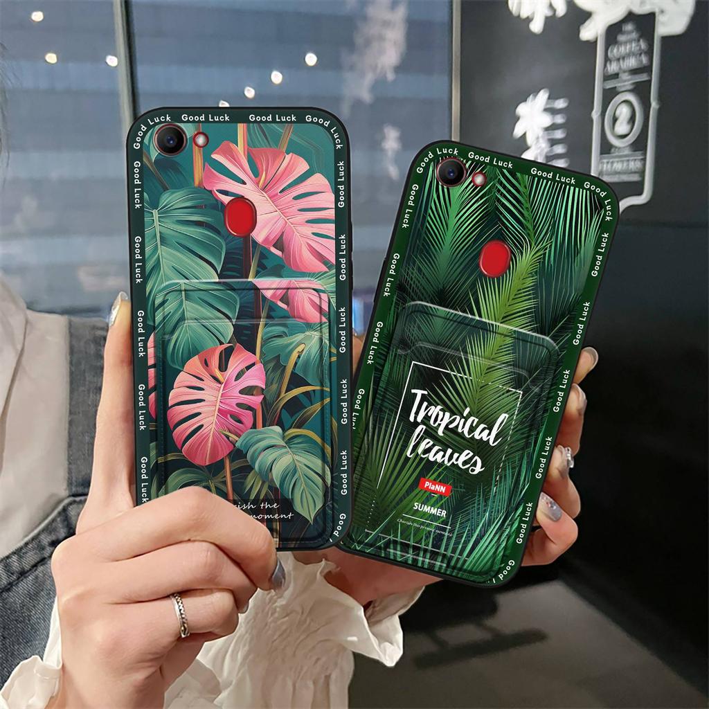 Cartoon Card Slot Phone Case For OPPO F7 Back Cover TPU Protective Anti-knock Cute Card Bag Soft Case Dirt-resistant