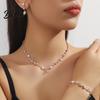 Braut-Halsketten-Ohrring-Set 3 Teile/Set Damenschmuck Strass-Choker