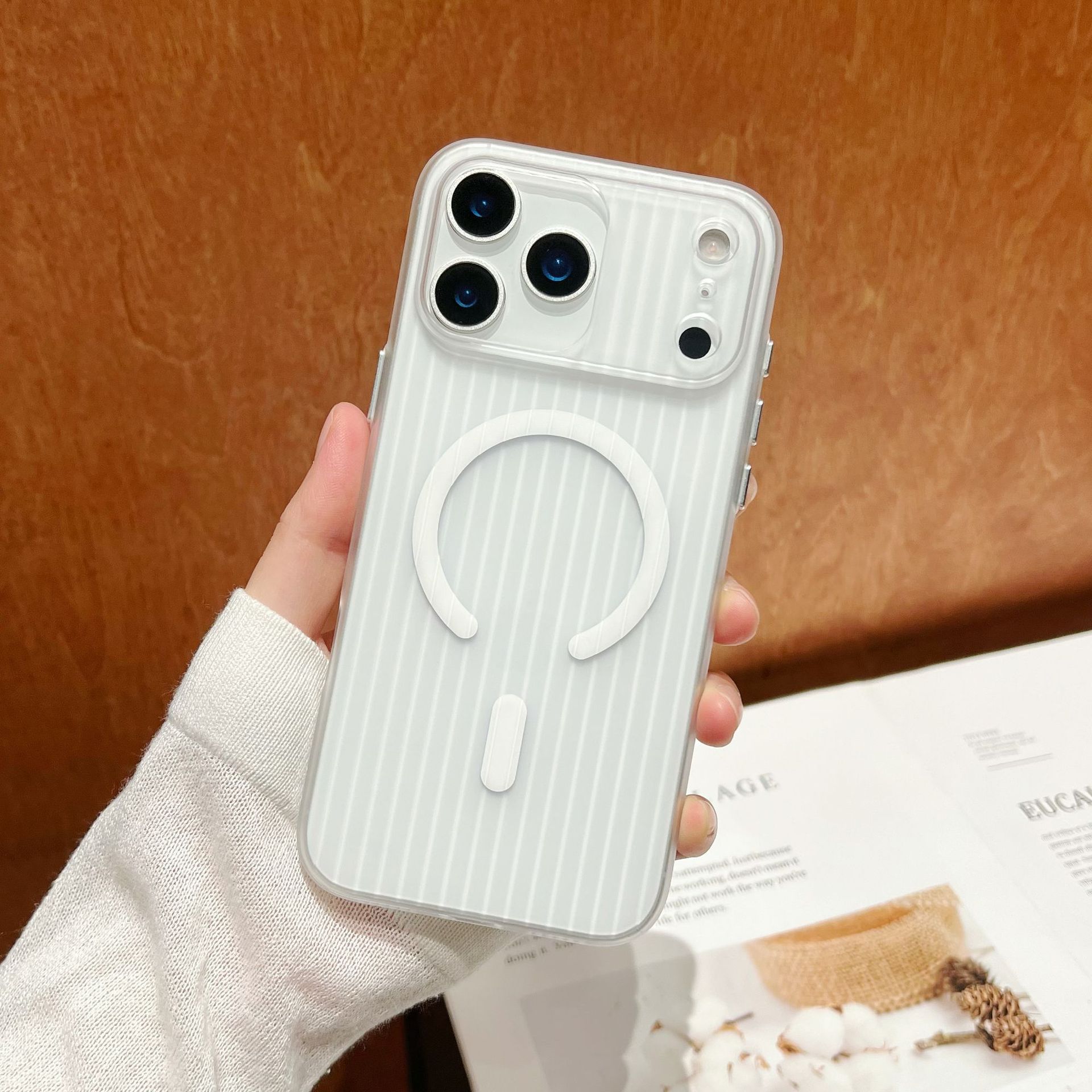 For IPhone 17 Ice Fog Corrugated Phone Case for Apple 16 Magnetic Suction 15promax Anti Drop Non Yellowing Hard Case For  iPhone17