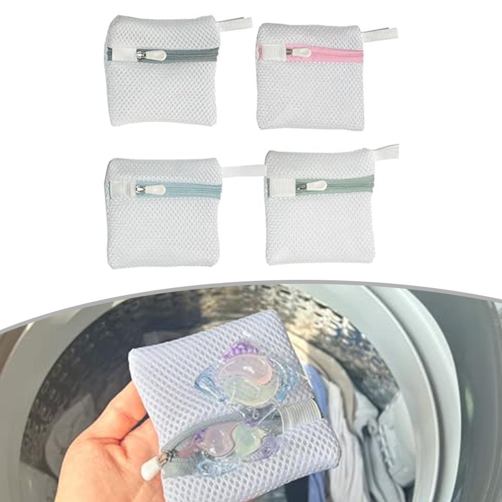 4 Pack Laundry Dissolving Bags Size 3.94 x 3.94 x 1.57 Inch Polyester Mesh