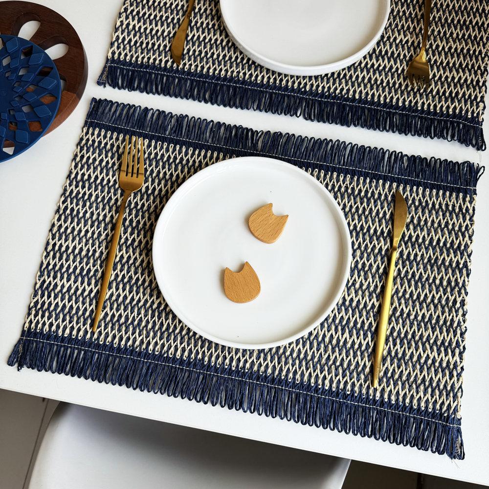 Pastoral paper rope woven placemat ins miscellaneous retro Christmas decorative mat wedding creative paper thermal insulation table mat