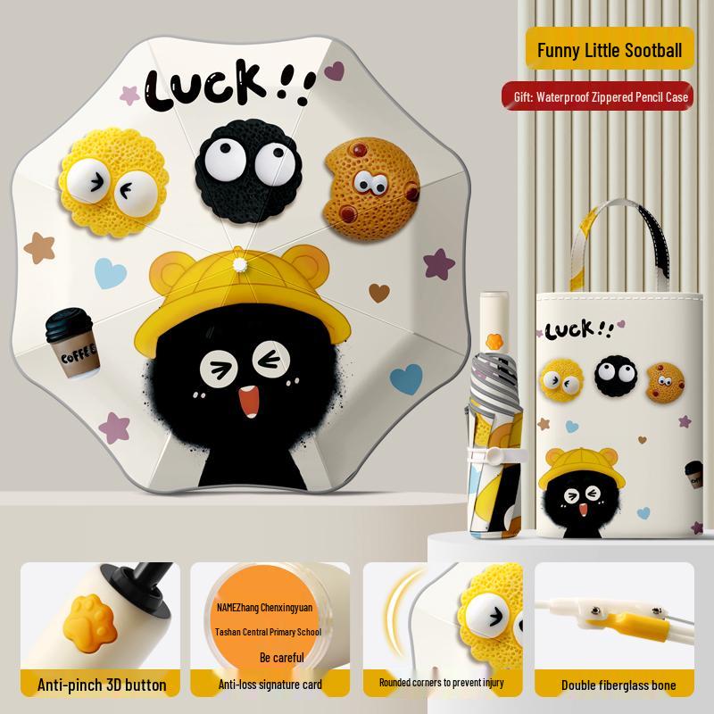 Dual-Use Automatic Folding Children's Umbrella with Ring Buckle – Sun Protection for School Boys and Girls