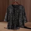 Yuzhaolin Women's Mid-Aged & Elderly Round Neck Cardigan Shirt