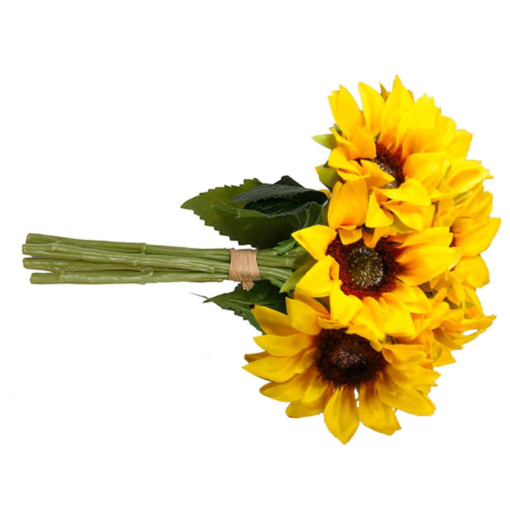 6 Stück Künstliche Sonnenblume Simulationsblumen Realistische Blumendekorationen Heim Garten Party Layout