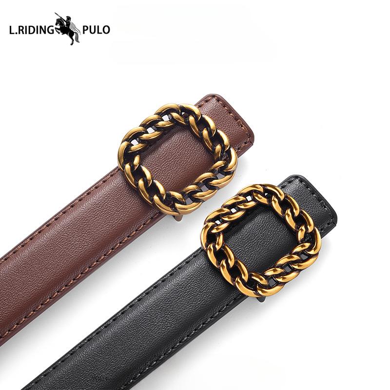 Super Easy To Match Black Small Belt Simple Thin Belt Retro Gold Jeans Belt Ins Belt