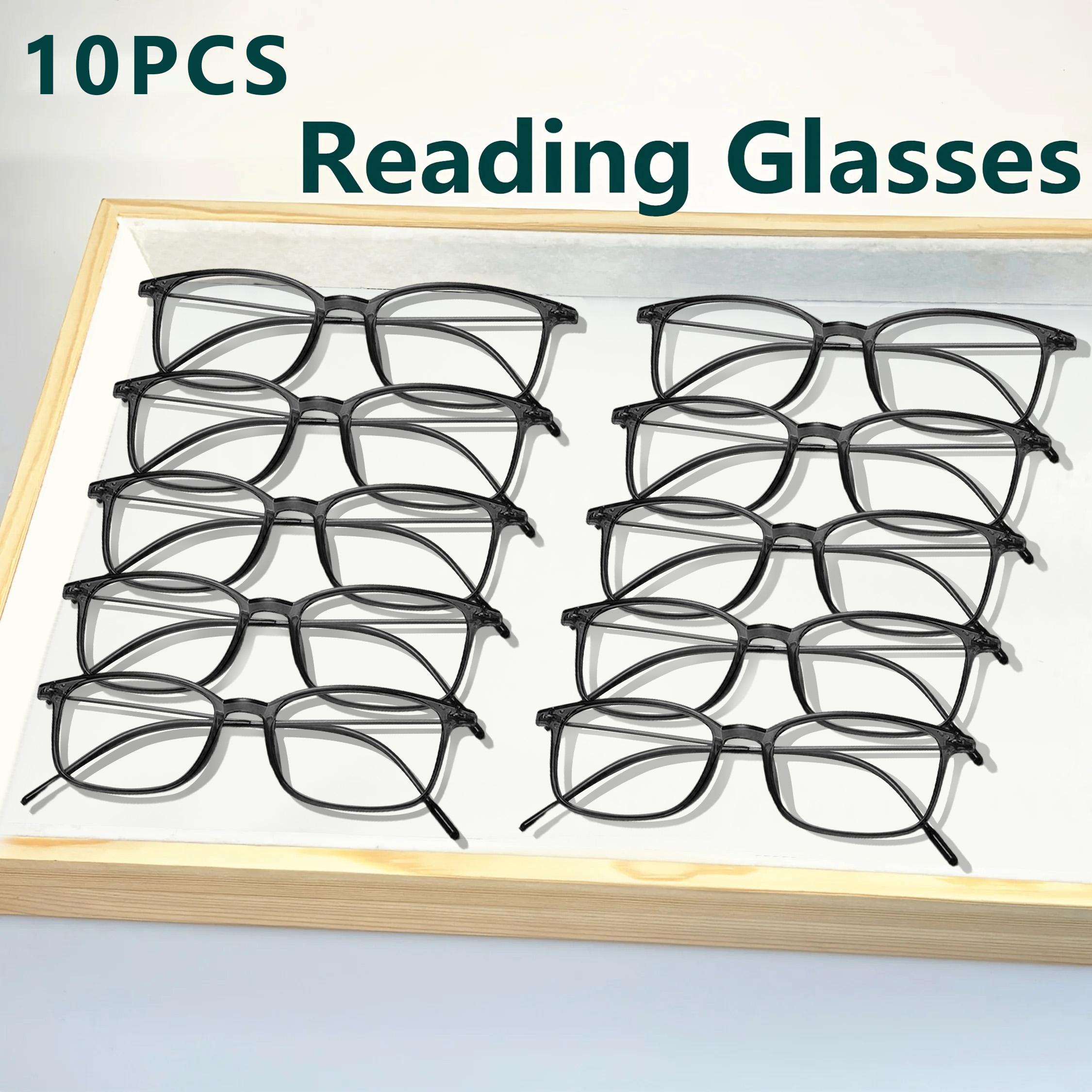 

Набор из 10 шт. Квадратные Очки для Чтения от Пресбиопии для Женщин Мужчин Черный / Синий / Серый / Фиолетовый Поликарбонатная Линза с Защитой от Синего Света 1.5