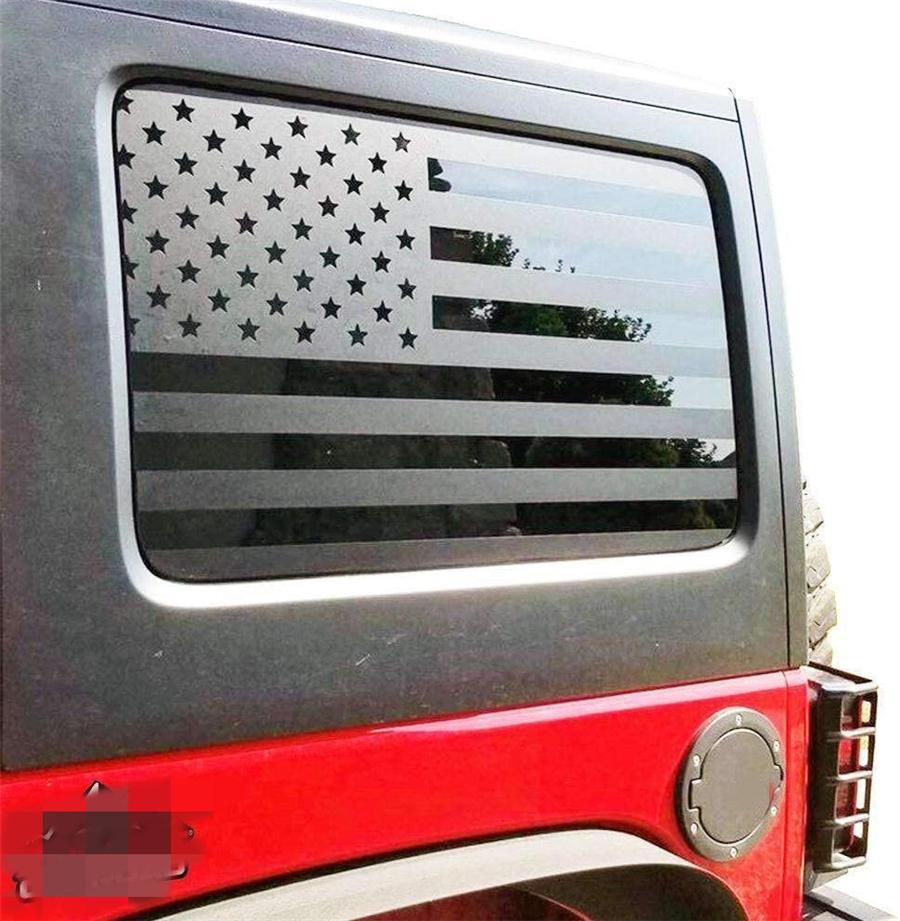Matte Black American Flag Rear Window Decal For 2018-2022 Jeep Wrangler JL 4Door