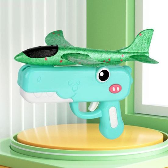 Dinosaur Airplane Launcher Toy Hand-Powered Glider with Soft Foam Aircraft Outdoor Flying Toy Fun Gift for Boys Girls