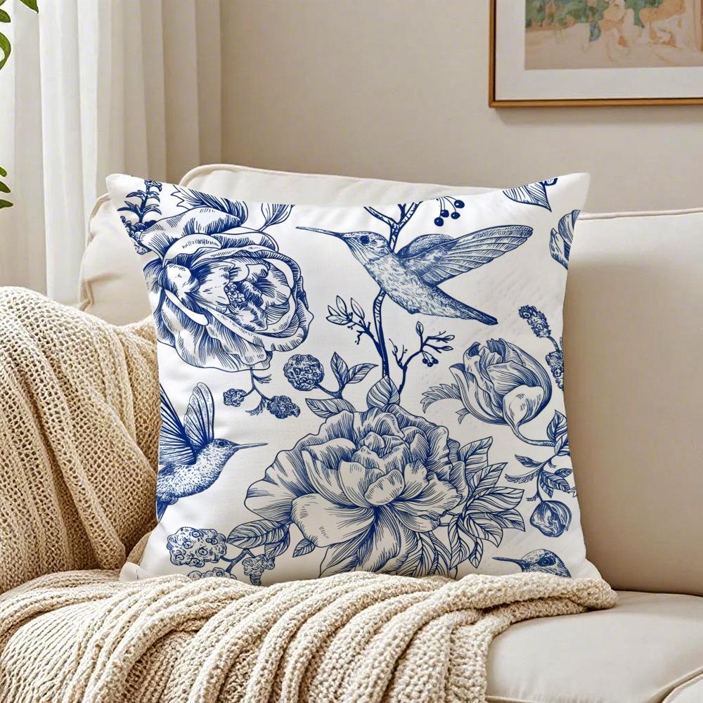 Oriental Classical Aesthetics Blue White Porcelain Cushion Cover Pillowcase Antidustmite living Room Sofa Decor Cushion Room
