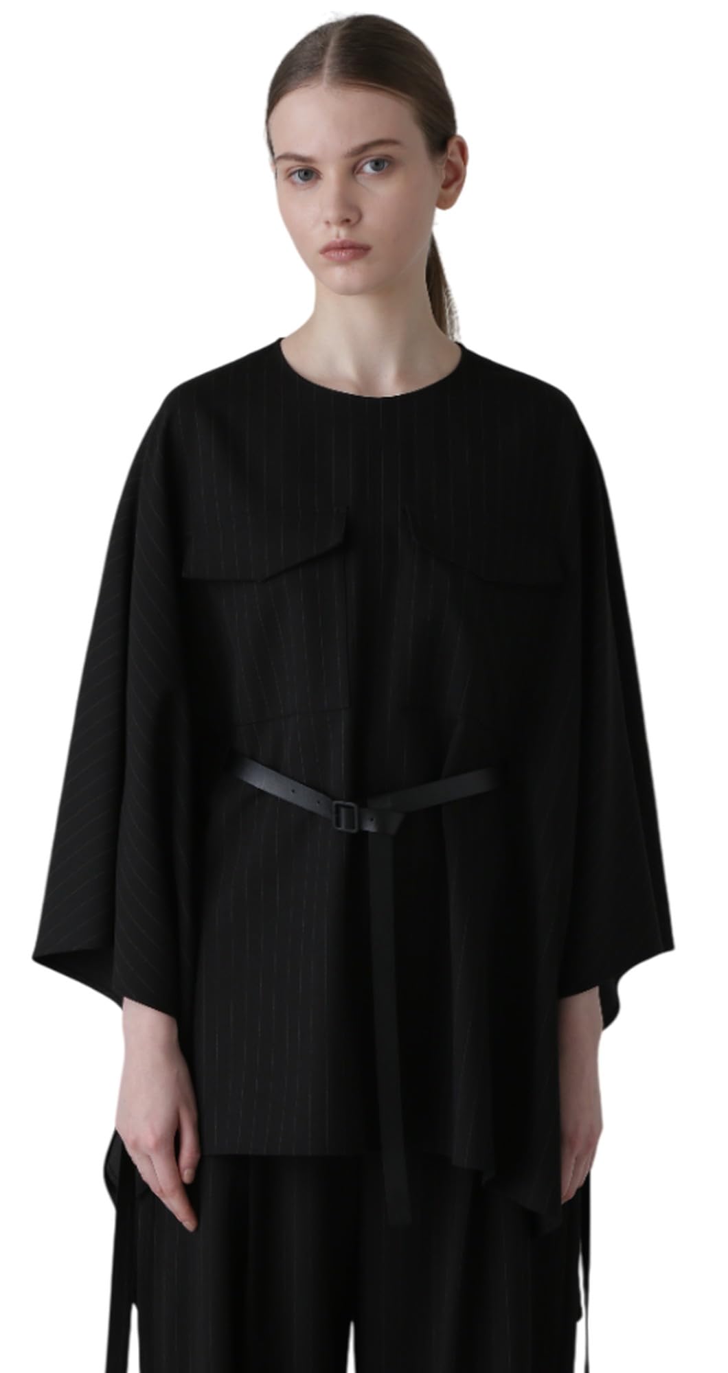 

Adore Sleeve Poncho Blouse 3/4 (Striped Twill) / Women s / 531-5110217 010_Black