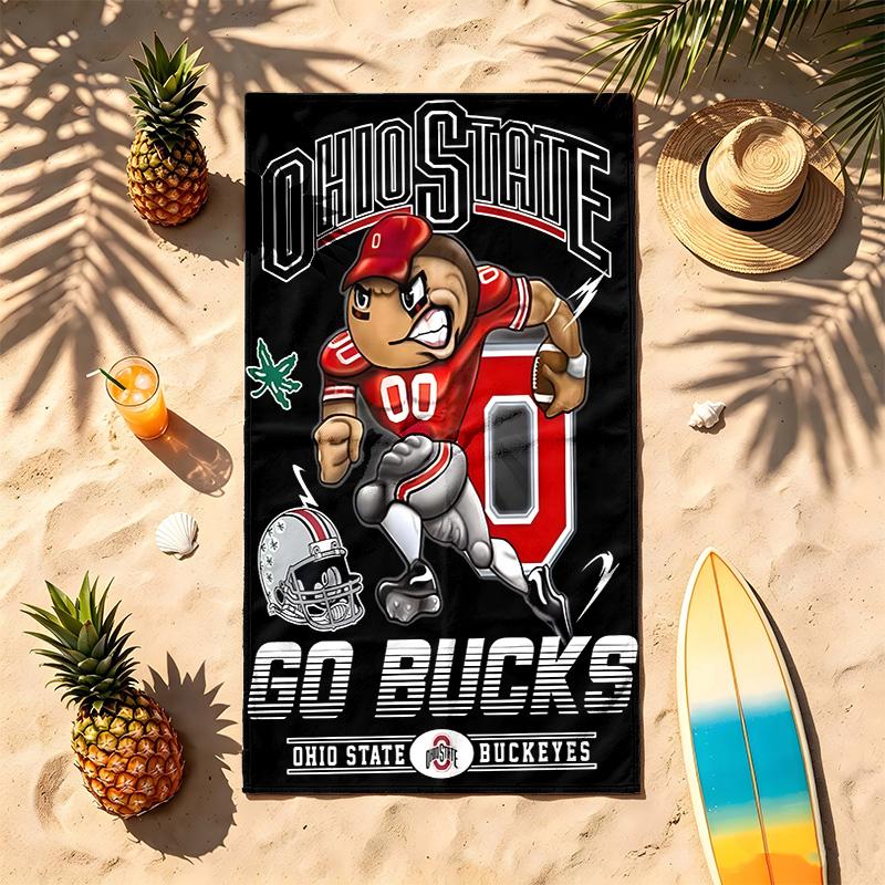 Ohio State Buckeyes (1) Theme Beach Towel Sand Resistant Soft And Comfortable Suitable For The Pool Camping Yoga And Diving A Travel Essential
