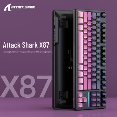 Clavier Mécanique Esports Sans Fil Bluetooth Attack Shark X87 - Conception Gasket Trois Modes avec Touches Imprimées sur les Côtés
