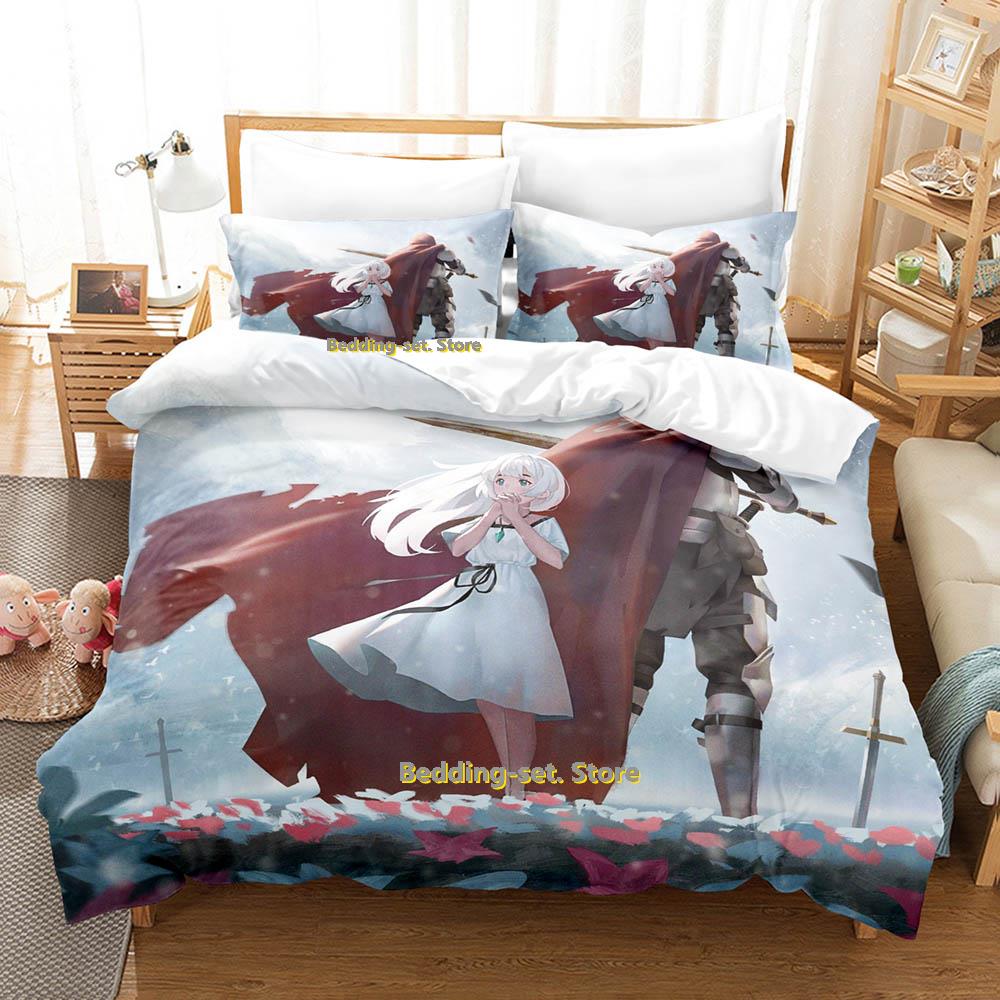 Comforter Gamw Ender Lilies Quietus Of The Knights Bedding Set Cartoon Anime Three-Piece Set Adult Kid Bedroom Three-Piece Suits 3D P