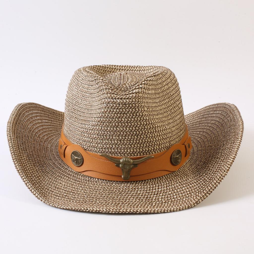 Popolare cappello da cowboy western classico europeo e americano intrecciato in paglia per uomo e donna moda outdoor stile OL cappello a cilindro intrecciato