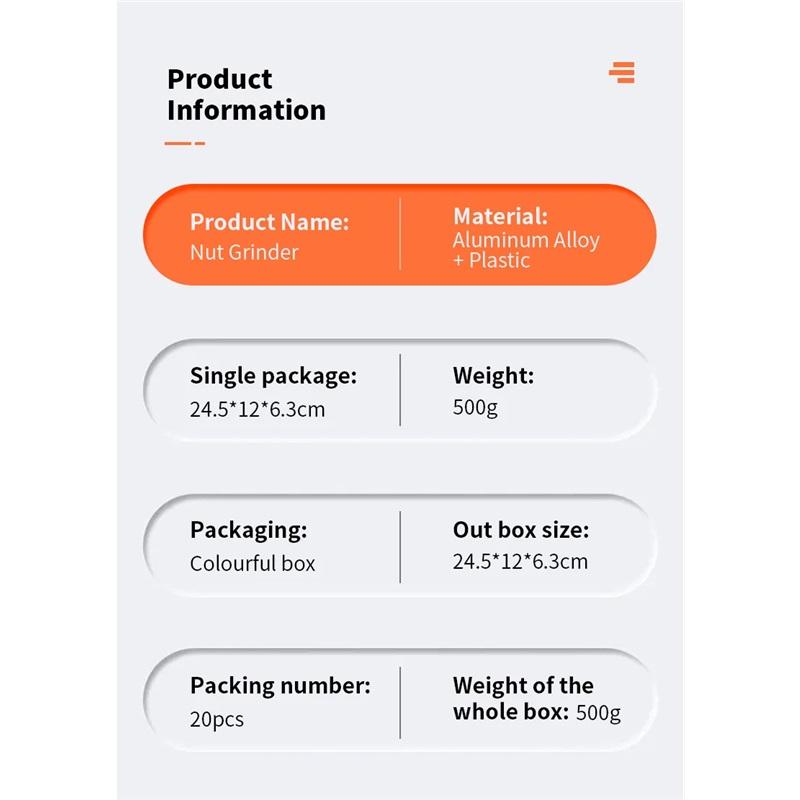 Manual Nut Grinder Multifunctional Kitchen Utensil Grinding Device Dry Fruit Crusher Peanut Butter Nut Sesame Walnut Chopper