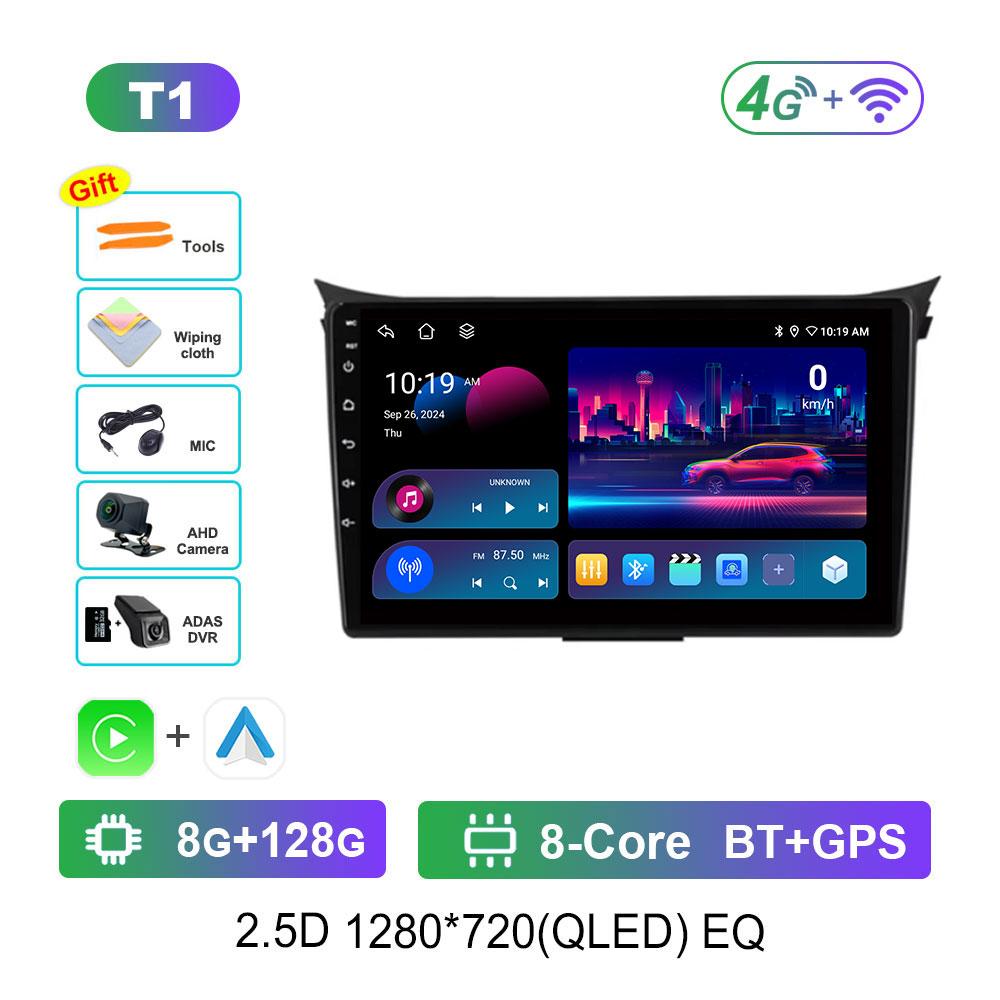 Android 14 Intelligent System WiFi GPS for Hyundai I30 Elantra GT 2012 - 2017 Split Screen 4G BT Car Radio Multimedia Player