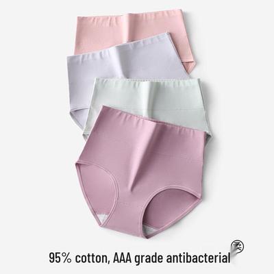 Calcinhas de Algodão Antibacteriano de Alta Qualidade de Cintura Média-Alta para Mulheres de Meia-Idade e Idosas - Calcinhas Triangulares Plus Size
