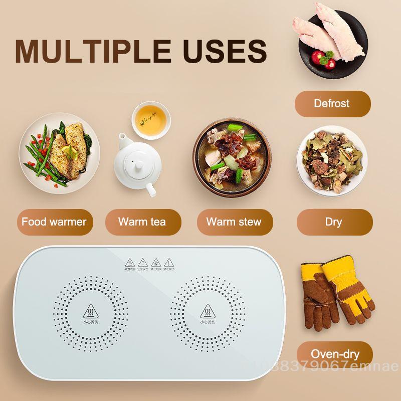 Vassoio Elettrico Riscaldante Multifunzionale Mantenitore di Calore per Alimenti Piastra Calda a Temperatura Costante Riscaldamento Rapido a Superficie Piena Scaldavivande