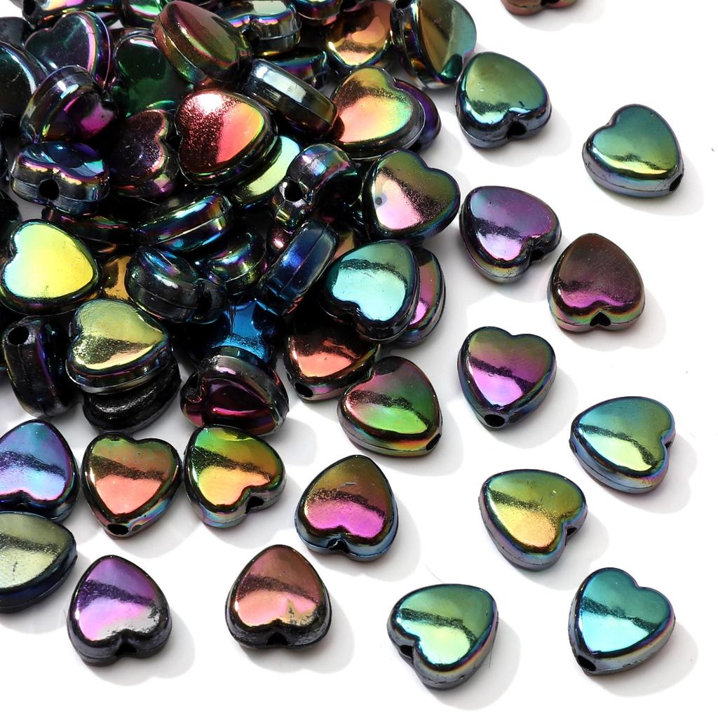 100Pcs Acrylic Colorful Love Beads For DIY Necklace Bracelet Earrings Jewelry Making Craft Accessories