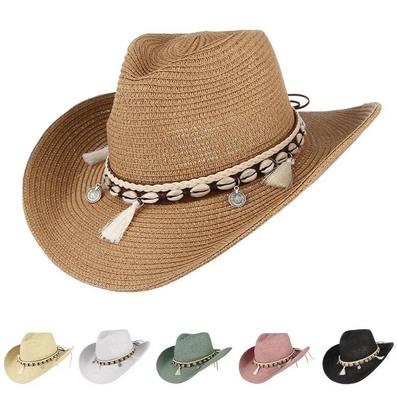 Fashion Summer Straw Hat Women Beach Lady Sun Caps Panama Hat Cowboy Straw Cap UV Protection Sonskerm Hoede Adjustable Hat