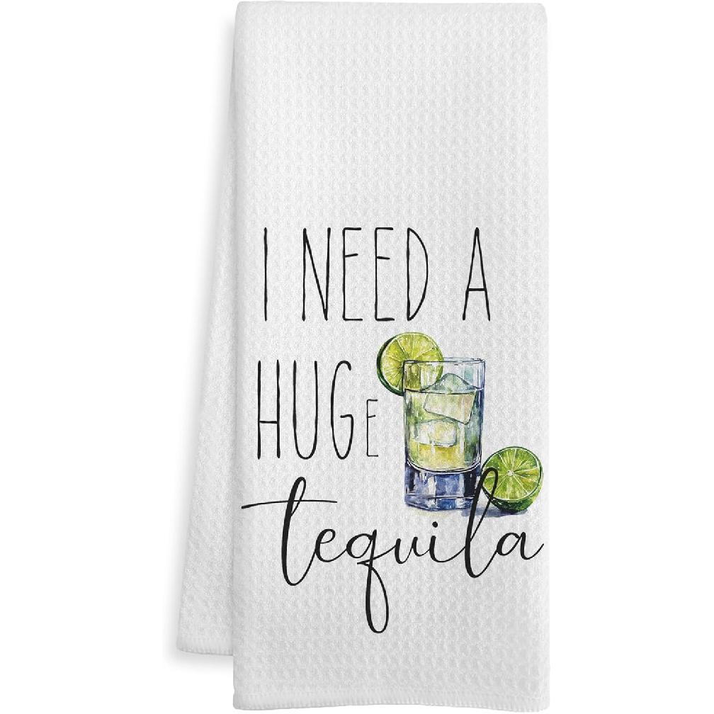 Funny Drinking Kitchen Bar Towels, Tequila Gifts for Men Women Dish Tea Towel, Tequila Lover Gifts Decorative Hand Towels for Kitchen Home Bar Cart Tequila-1