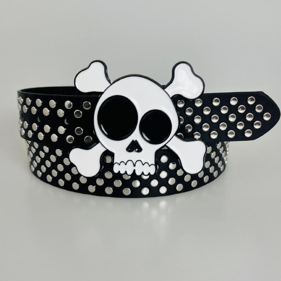 New Punk Rivet Belt, Special-shaped Buckle Belt, Ins Style, Individual and Retro, Skull Wing Gothic Belt