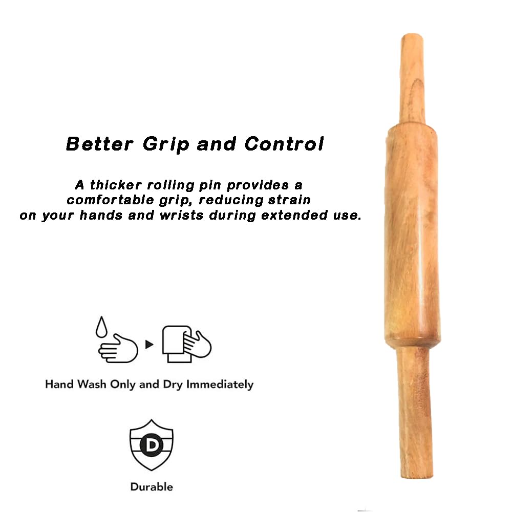 RSINC Bester Fertig-Holz-Nudelholz | Belan für Roti, Chapati, Paratha & Puri - Traditionelles Küchenwerkzeug | Langlebig & Einfach zu Bedienen | Roti-Ausrollen