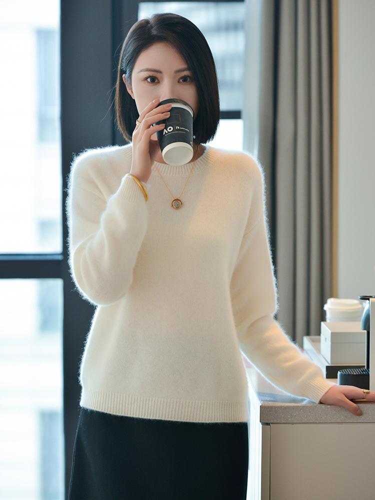 Women's Cashmere Sweater Qinghe Cashmere 30% Cashmere 70% Wool Autumn and Winter Cashmere Pullover Soft and Warm