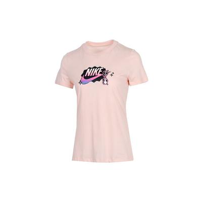 Sportbekleidung Logo Print Kurzarm T-Shirt Damen Tops Pink CU9696-664