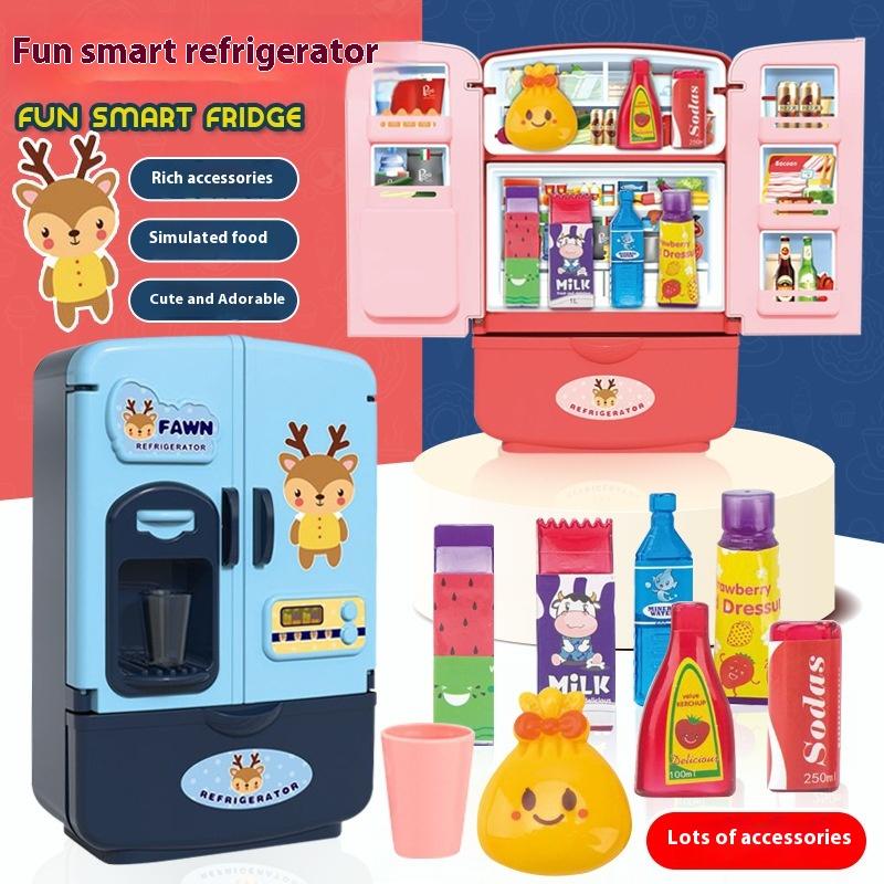 1 Conjunto Geladeira de Simulação Móveis de Cozinha Brinquedo Educativo de Faz de Conta Mini Geladeira de Duas Portas Acessórios para Casa Presente