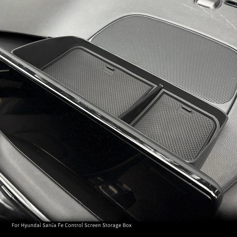 For Hyundai Santa Fe 2024 2025 Black Armrest Storage Box Cup Holder Anti Dirt Pad Organizer Tidying Car Interior Accessories