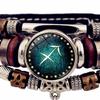 Lightweight Constellations Bracelet for Teens Handmade Zodiacs Charm Everyday Jewelry Synthetic Leather Wristband