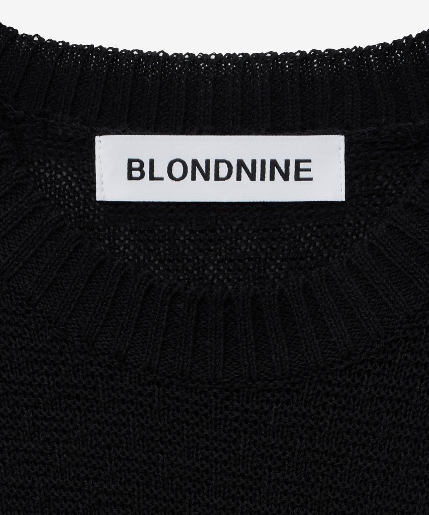 BLOND9 Soft Cropped Round Short Sleeve Knit_Black