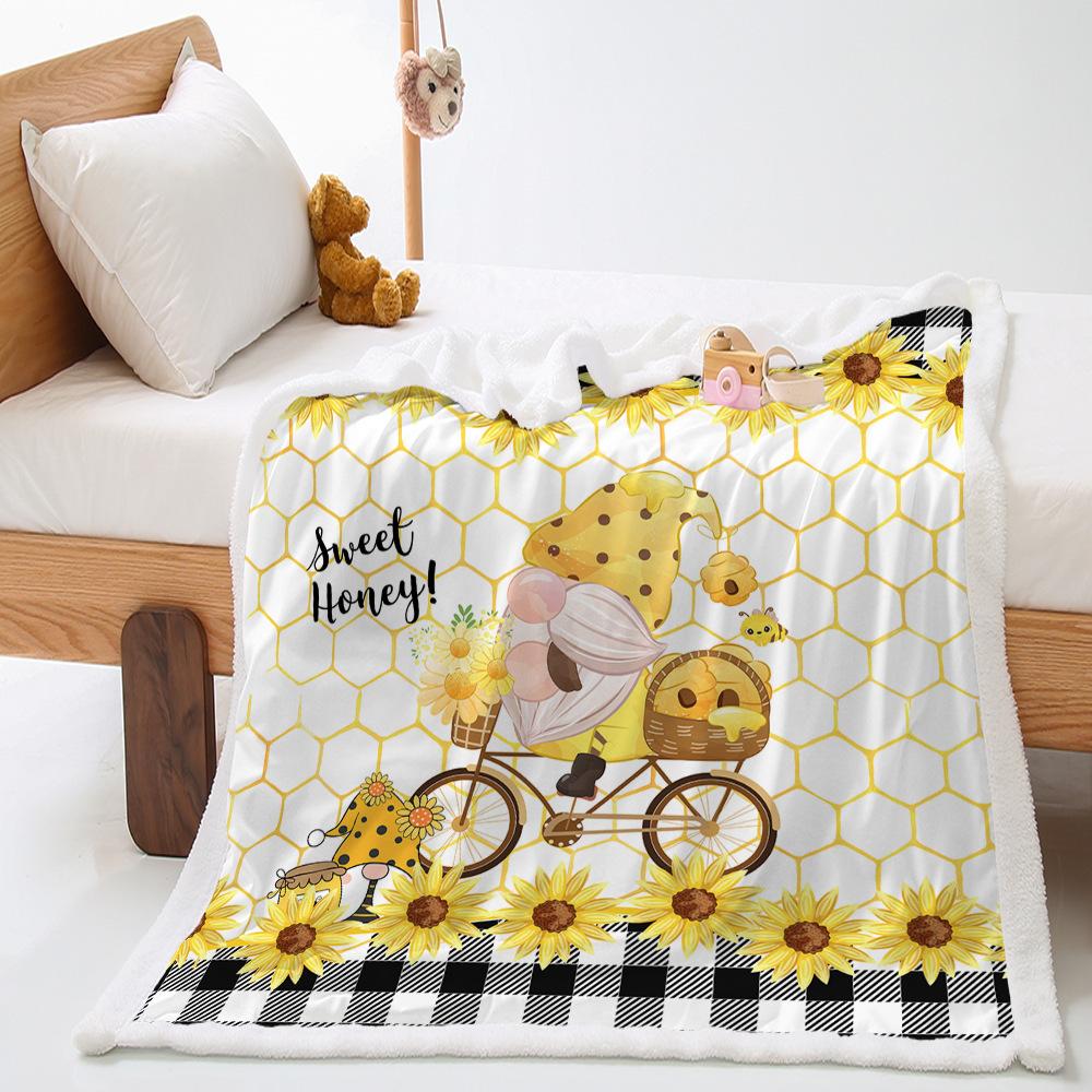Blanket Cartoon Honey Blanket Digital Printed Lamb Fleece Crystal Fleece Blanket