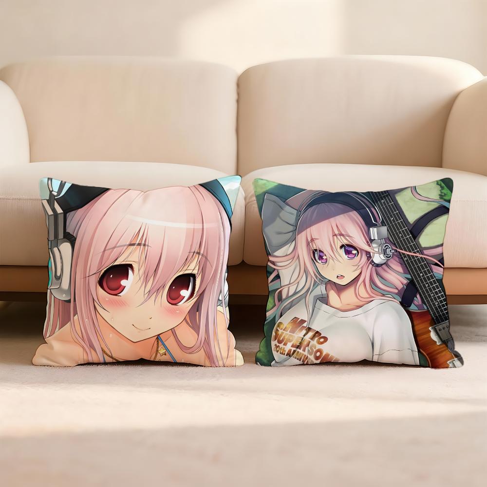 S-SUPER Anime S-SONICO Poszewka na poduszkę do domu i samochodu, wielofunkcyjna - Dwustronna, Miękka i Trwała do codziennego użytku