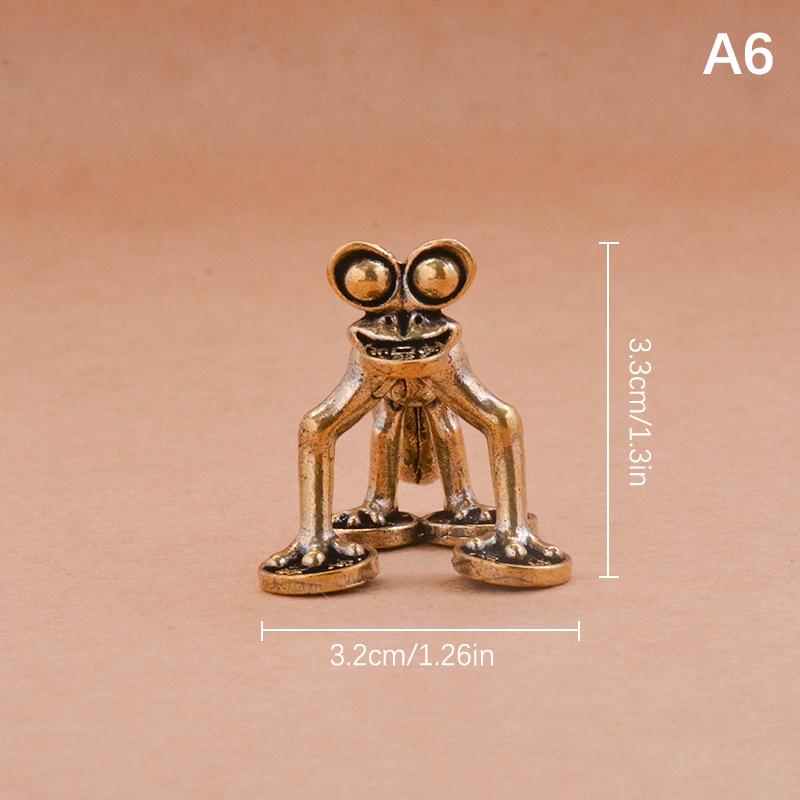 Estátua de Sapo de Latão Vintage Decoração de Sapo Pose Contemplativa Charmosa Ornamento de Mesa Pet de Chá Estatueta Decoração para Casa Escritório