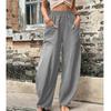 Pantaloni Dritti Casual Monocolore con Elastico in Vita e Tasche da Donna Moda Estiva Larghi Pantaloni da Donna Pantalon