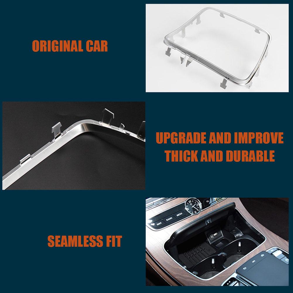 Plating Ashtray Trim Ring Center Console Ashtray Cup Holder Strip Trim Silver Chrome Frame for Mercedes Benz E Class W213 15-20