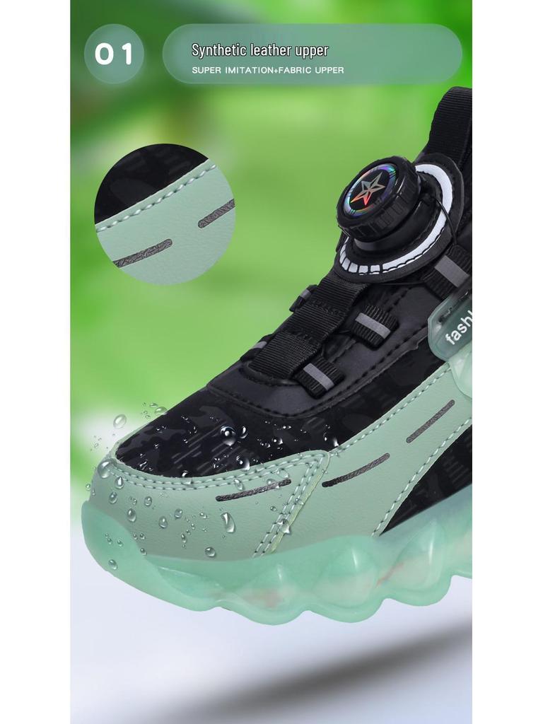 Boys' Waterproof Leather Athletic Shoes - Winter 2025 Style, for Medium and Large Kids, Stylish Running Sneakers.