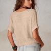 Damen Kurzarm Stricktop Leichter Sommerpullover Ausgestanzt Strand-Cover-Up Lockerer Pullover