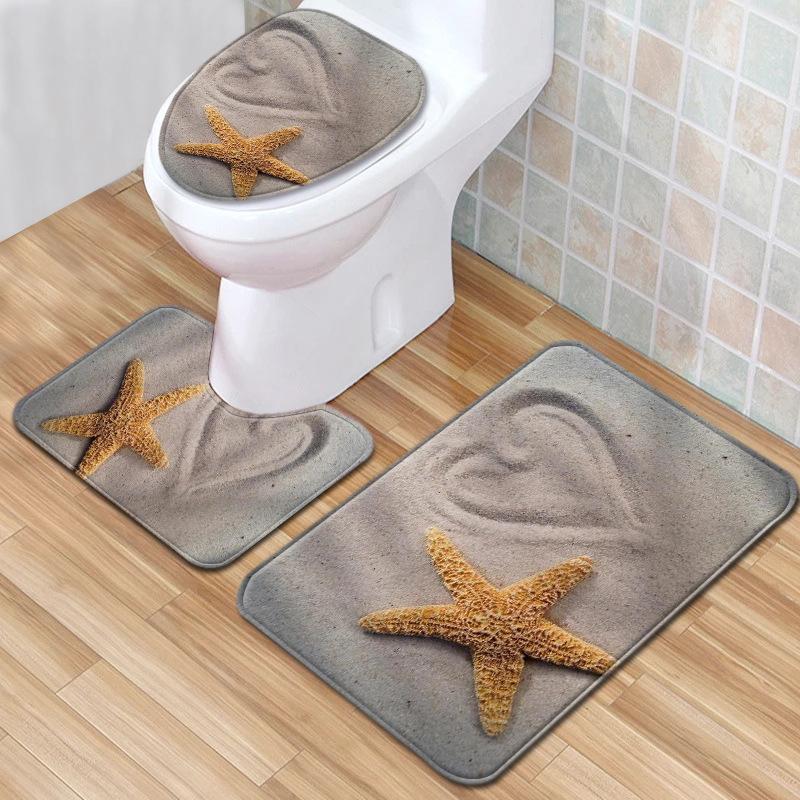Textured Toilet Three-Piece Floor Mat Bathroom Three-Piece Carpet Doormat