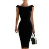 Sleeveless Off Shoulder Midi Dress Women Elegant Bodycon Pencil Dress Formal Party Dress Slim Fit Cocktail Dress