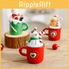 Christmas Resin Santa Figurine With Gingerbread Man Snowman And Elder Tea Cup For Festive Decorations