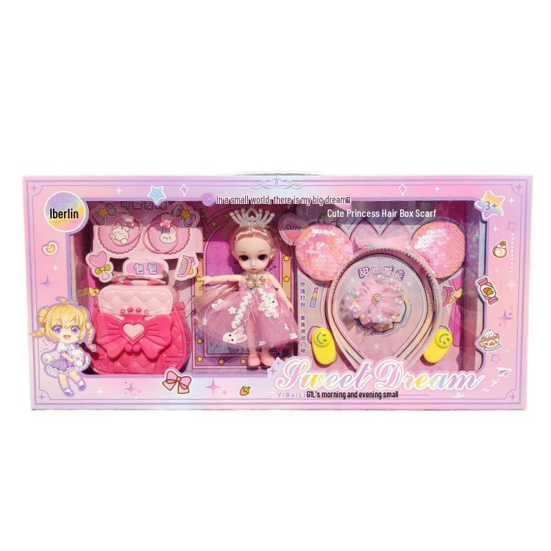 Princess Barbie Doll with Bag, Hair Clip & Tie Set – Ideal Kindergarten Gifts