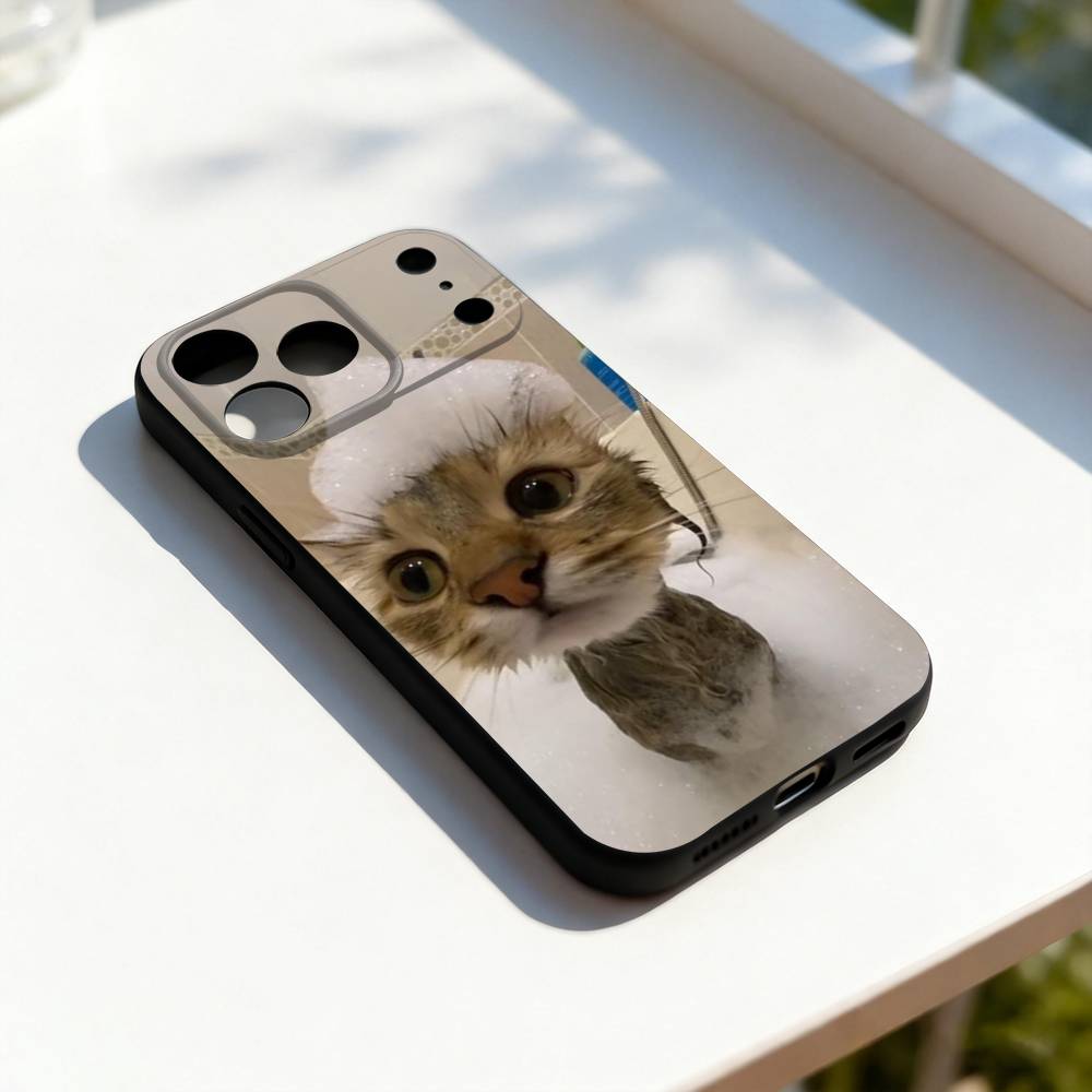 

Смешные кошачьи мемы Милые Для iPhone 17,16,15,14,13,12,11,Pro,Max,Plus,E,SE4,Air,Mini Черный Мягкий Чехол для Телефона iPhone17promax