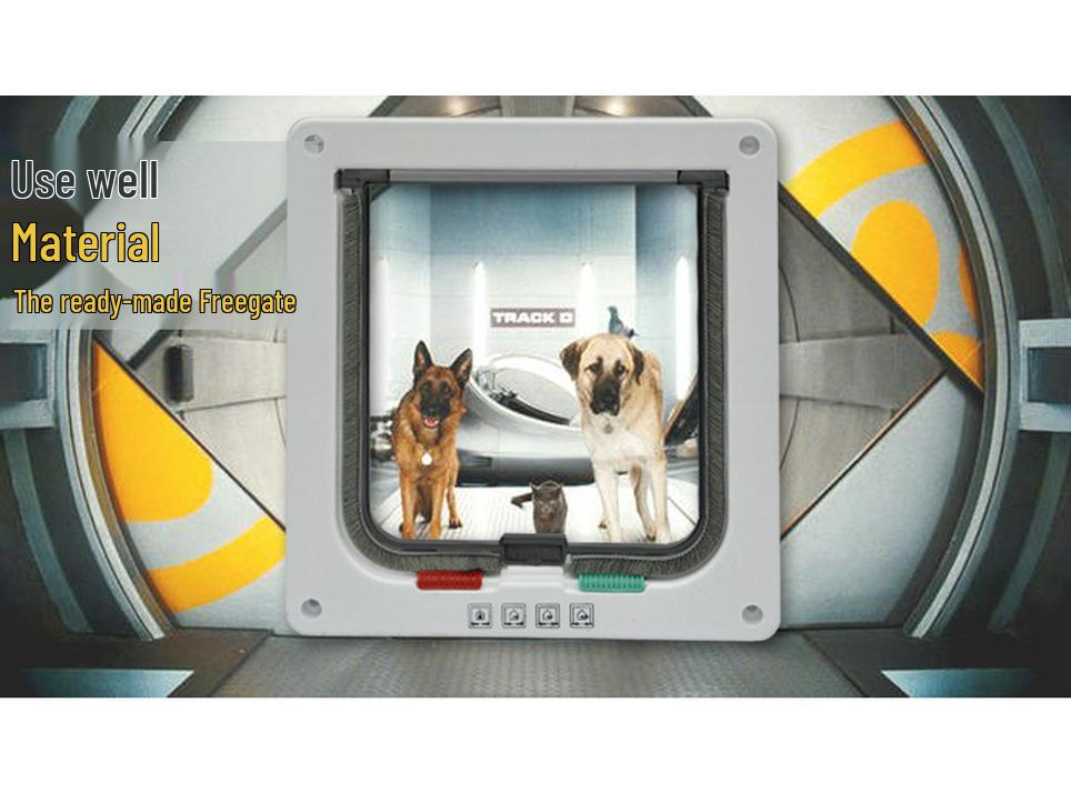 Pet Door for Cats & Dogs, Plastic, White/Coffee, Scratch-Resistant