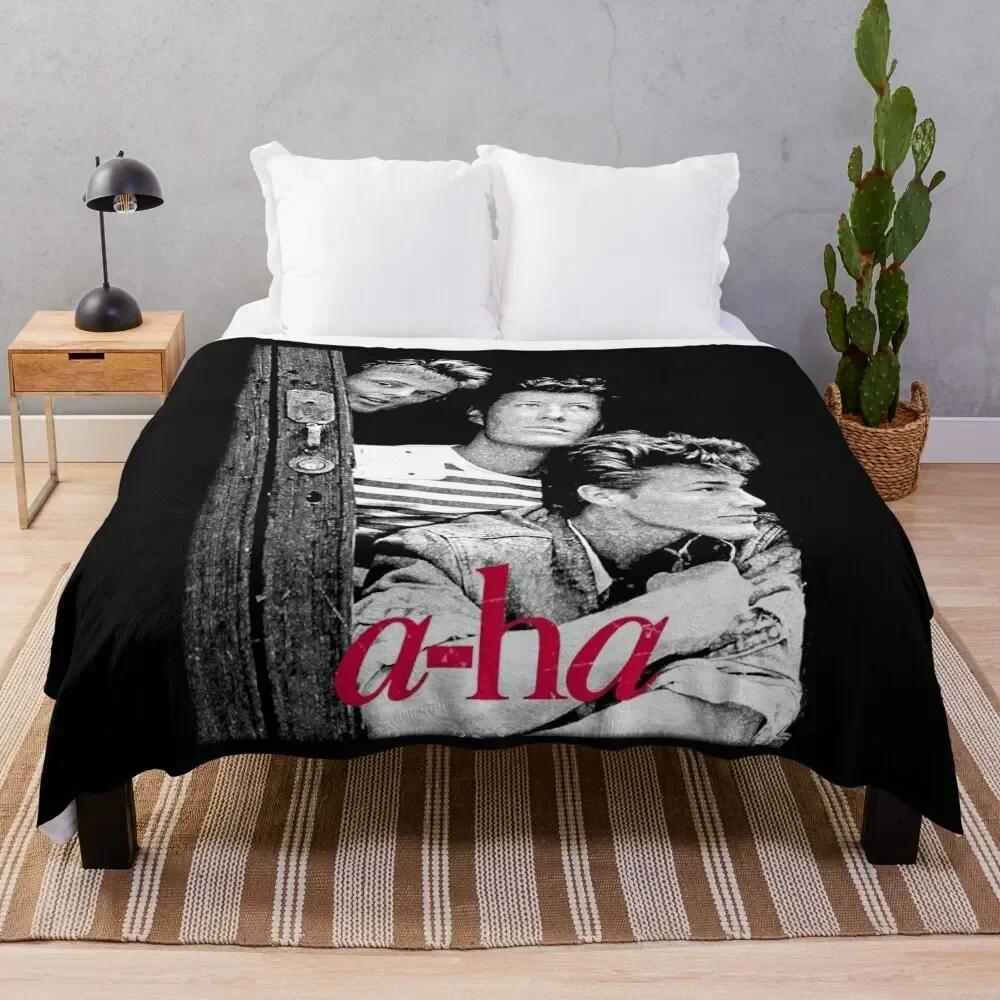 a-ha Band 80er Retro Klassiker T-Shirt Design Decke Kuscheldecke Flanell Mittwoch für Sofa Decken Size: 75*100cm, Weight: 230 GSM white