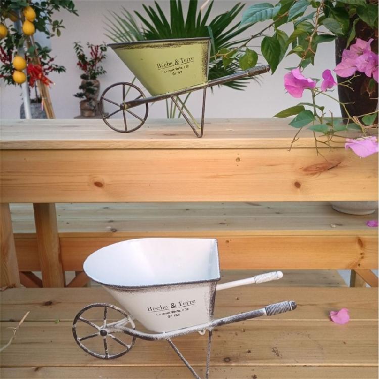 Eisenwagen Pflanzgefäß Kleine Schubkarren Pflanzgefäße Metall Blumenhalter Pflanzentöpfe Wagen Garten Pflanzgefäß Dekoration für Hinterhof