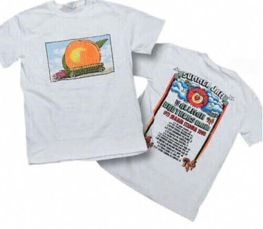 

Allman Brothers EAT A PEACH 73 Summer Tour Tee T-shirt WHITE 2 SIDE1 High-end Luxury Is for Both Men and Women Top Y2k 4XL