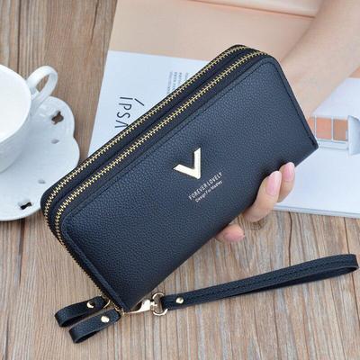 Kadın Cüzdan Çift Fermuar Uzun Büyük Kapasiteli Kadın Çantalar Telefon Cebi Kart Sahibinin Cartera Mujer